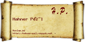 Hahner Pál névjegykártya