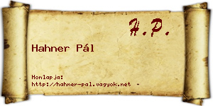Hahner Pál névjegykártya